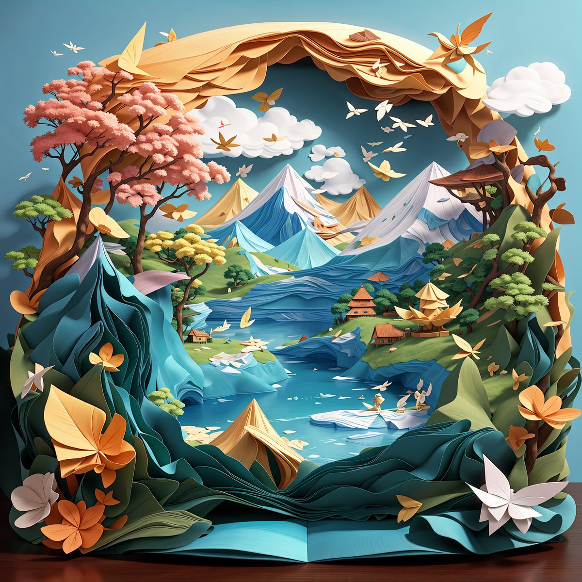 Unique Dioramas: Each composition represents a unique scene meticulously crafted from intricately folded paper.
<a href="/opensea/">OpenSea</a> 
opensea.io/Origami_Worlds

#NFT #NFTs #NFTCommmunity