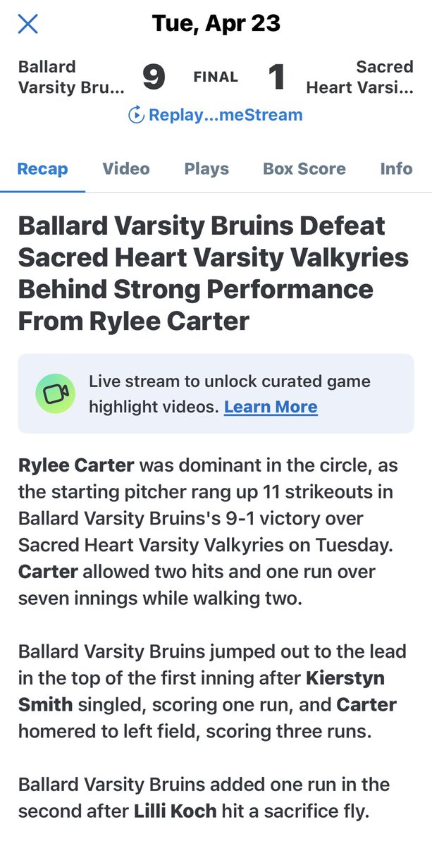 Ballard Fastpitch tweet media