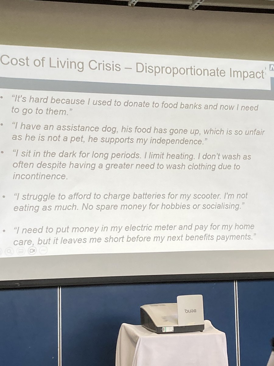 Sobering reality of the real life impact of #costofliving #crisis on the most vulnerable in society #disproportionate #Impact #disabled thanks @WDPcomms @NEA_UKCharity for highlighting this important issue #northwestfuelpovertyforum