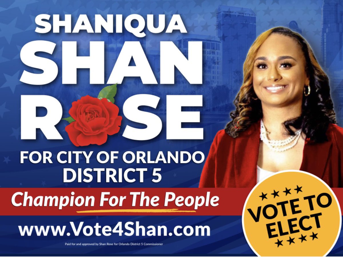 I am a candidate for Orlando District 5 Commissioner to be a Champion For The People. 
Forged in Fire: My Vision is of a community where everyone thrives; families, the arts and our businesses. 
Learn more here:vote4shan.com
#District5 #ChampionForThePeople #ShanRose