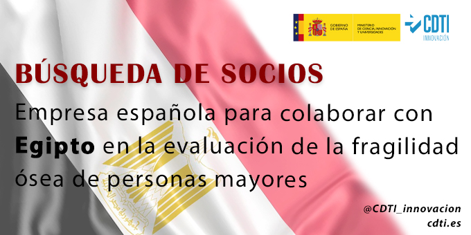 🔊Búsqueda de empresa española interesada en colaborar con #Egipto para desarrollar un sistema de identificación y evaluación de la #FragilidadÓsea en las personas de la tercera edad, en el marco de la 8ª Convocatoria #ESIP 🇪🇸🇪🇬👇 +info ➡️ bit.ly/3W8pAGT