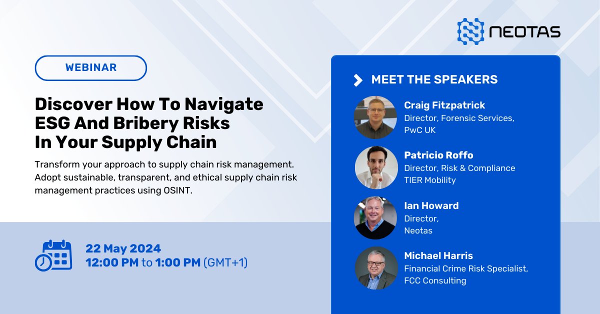 Sustainability and ethical practices are no longer just "nice-to-haves" – they're essential for business success. 

Join our expert panel on 22 May 2024, 12:00 PM - 01:00 PM (GMT+1)
 
👉 Register now: neotas.com/tprm-webinar/