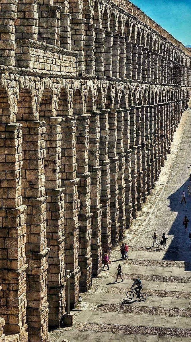 Roman Aqueduct in Segovia, Spain :

Aqueduct is thought to have been built during Flavian Dynasty (69-96 AD), from second half of 1st Century to early 2nd Century AD, under Roman Emperors Vespasian (9-79 AD) and Trajan (53-117 AD) in order to carry water of the River Acebeda to…