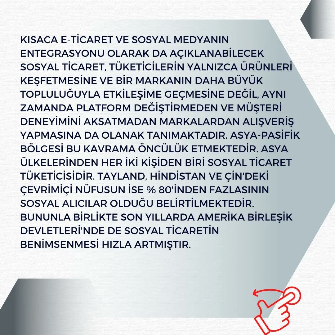 Sosyal Ticaretin Yükselişi

Türkiye'de İş Dünyası Dergisi Nisan Sayısında yayınlanan köşe yazımı görselleri kaydırarak okuyabilirsiniz.

#SosyalTicaret #DijitalDönüşüm #Eticaret #DijitalPazarlama #SosyalMedya #OnlineAlışveriş