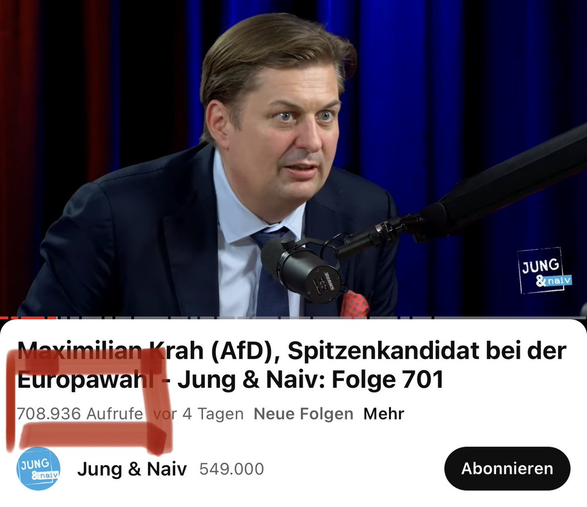 Wer wirklich wissen will, wer ich bin und was ich politisch erreichen will, der schaut mein Marathon-Interview bei ⁦@JungNaiv⁩ - das schon über 700.000 Aufrufe hat!