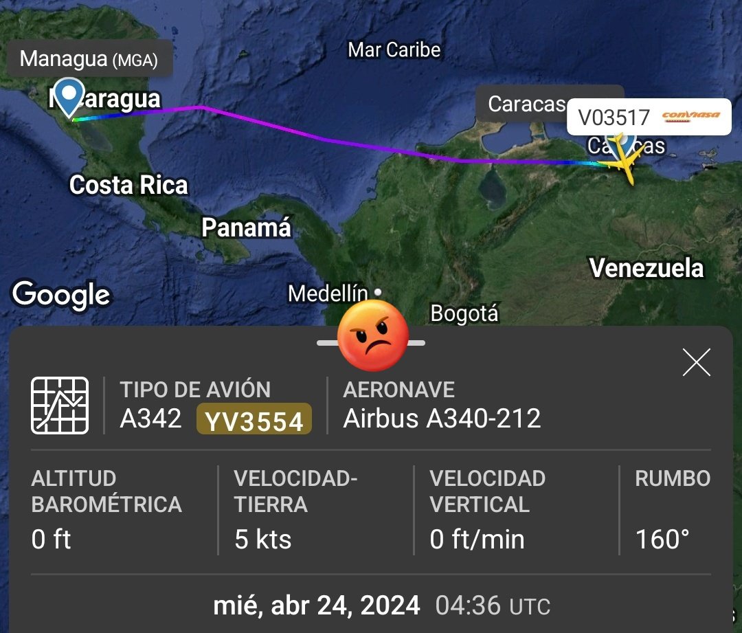 Arr3ch0's tweet photo. A las 12;30 de la madrugada de hoy llegó a Venezuela el dictador Daniel Ortega en el Conviasa #YV3554 https://t.co/gVdKNe6QAV