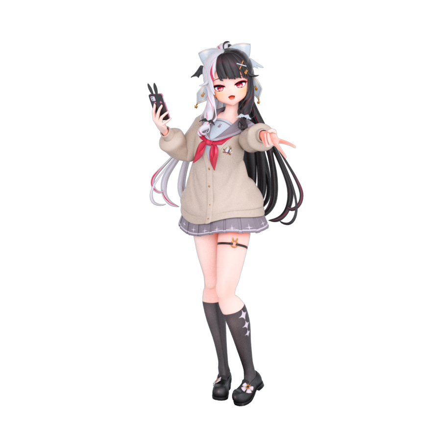 夜見れな 「ギャルピースしながら作業してたら疲れた...」|InabaTewi@にじそ07・wf2023sのイラスト
