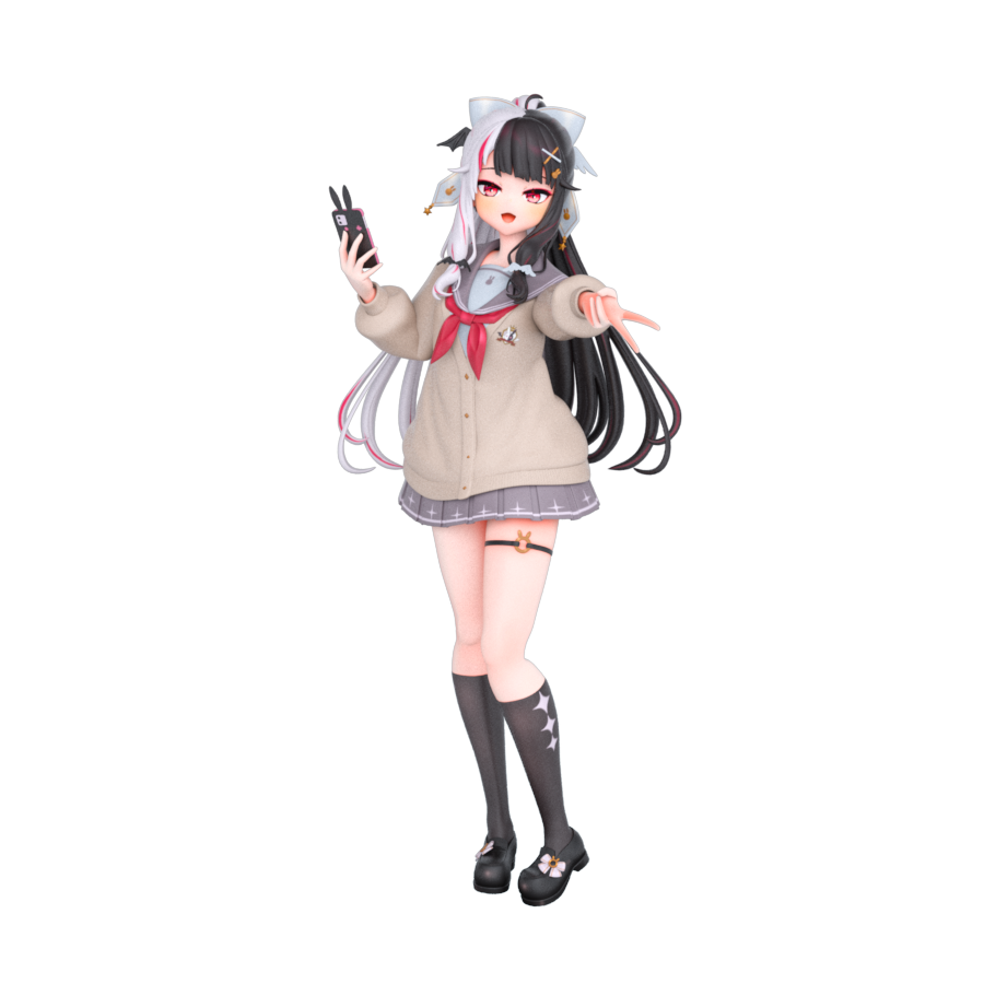 夜見れな 「ギャルピースしながら作業してたら疲れた...」|InabaTewi@にじそ07・wf2023sのイラスト