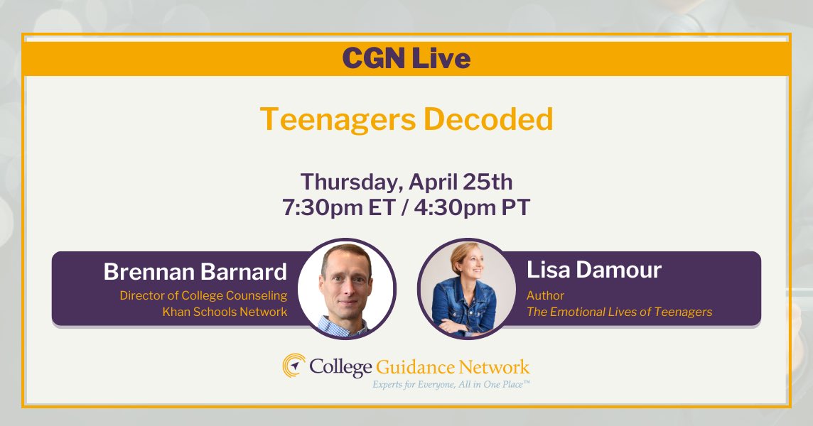 Join me and ⁦@LDamour⁩ tomorrow night, as we talk teenagers, their emotional lives, and college admission! streamyard.com/watch/bDb25d8q…