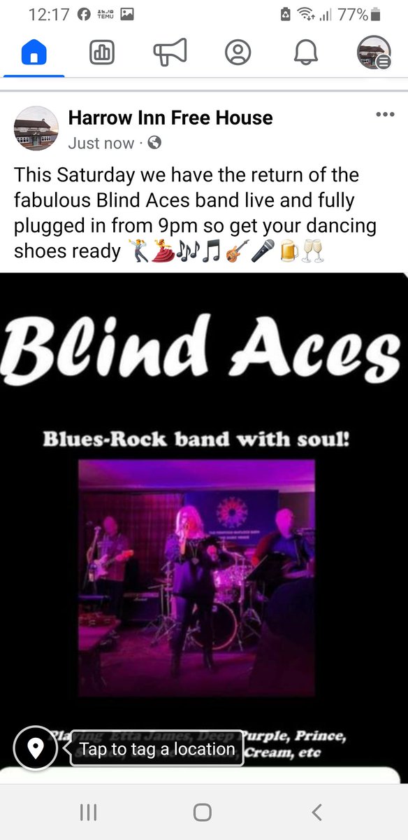 kerrymathie's tweet photo. This Saturday we have the return of the fabulous Blind Aces band live and fully plugged in from 9pm so get your dancing shoes ready 🕺💃🎶🎵🎸🎤🍺🥂 https://t.co/uJN0VS6B7B