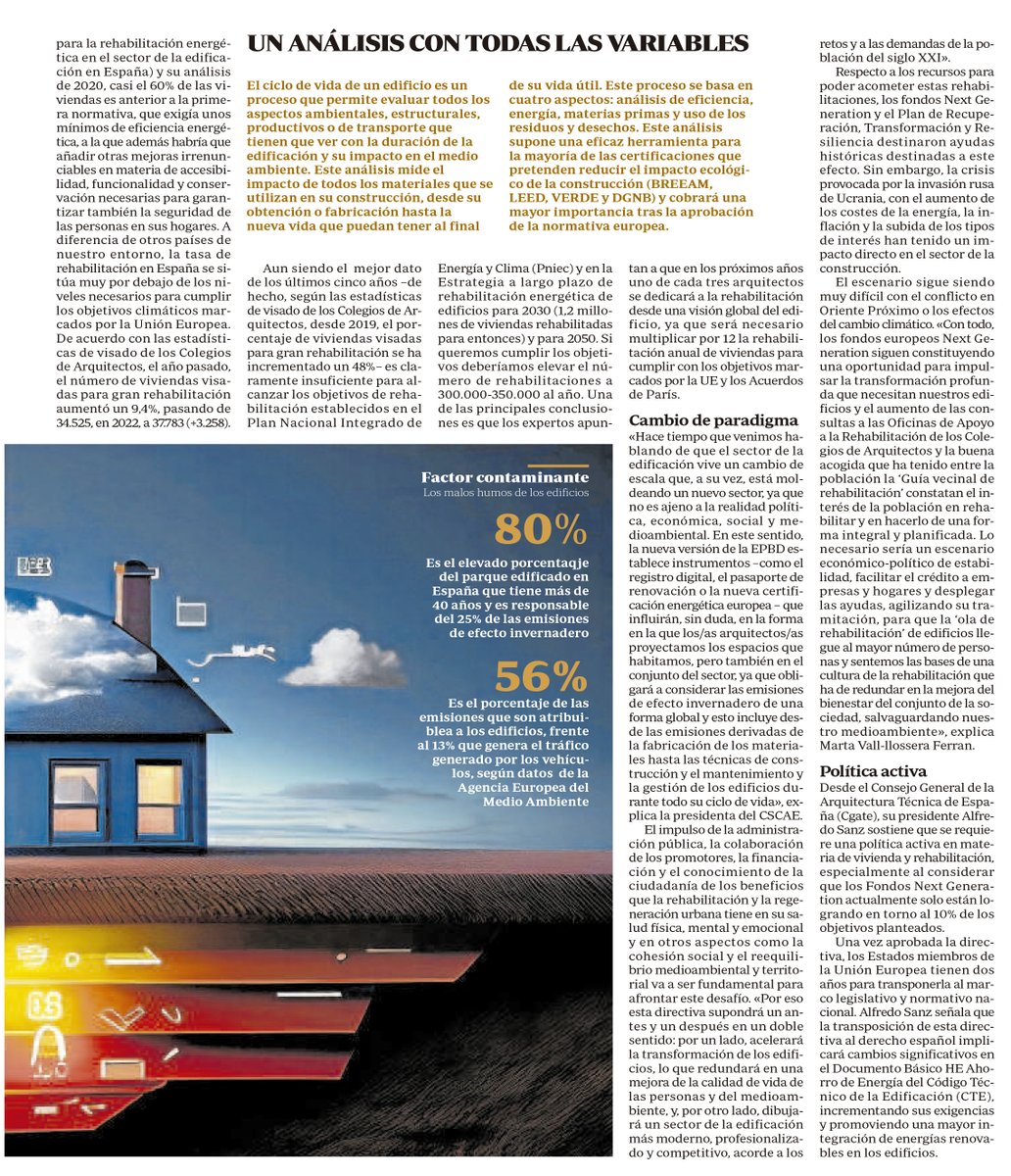 “Edificación. Cambio de paradigma”. 

Tras la reciente aprobación de la nueva versión de la #EPBD, @presidentaCSCAE señala todas las implicaciones para el sector y para la sociedad en este reportaje de @abc_es