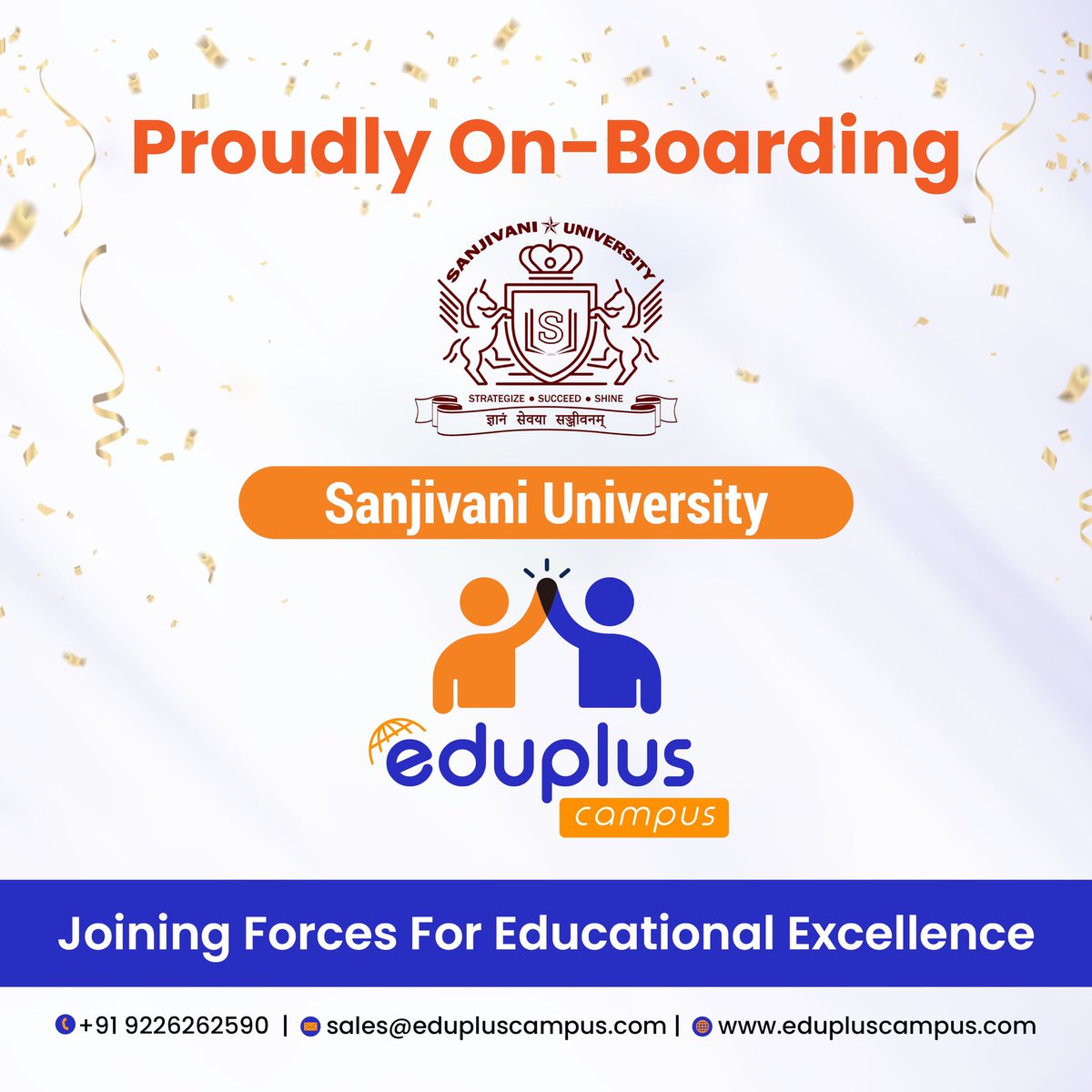 We are thrilled to have Sanjivani University join our growing family of clients. Here’s to a successful partnership ahead.

#edupluscampus #sanjivaniuniversity #client #partnership #growing #university #proudmoment #achievement #partnershipworking #educationalexcellence