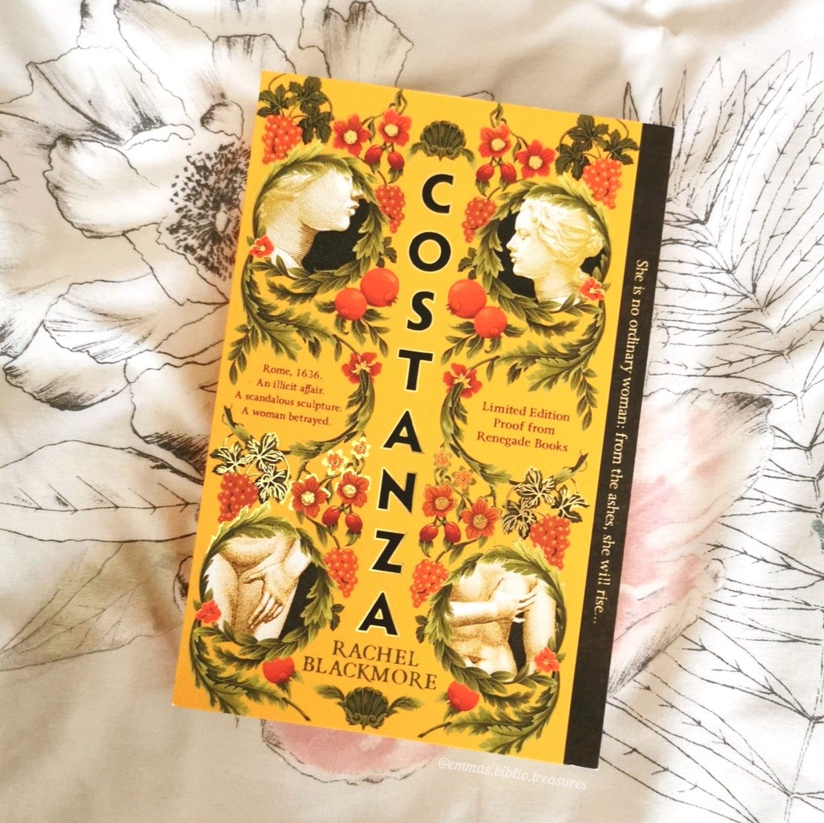 How gorgeous is this book 💛 Thank you so much @PublicityBooks for this copy of #Costanza by @rjblackmore1 I'm so excited for this one! Out August 1st Pre-order: bit.ly/44bYb8M #Bookmail #BookTwitter #EmmasAnticipatedTreasures