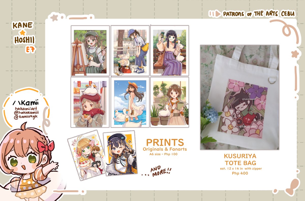 Hello!! Here's my catalogue thread for #PotACEBU2024 !!
I'll be at table E7 with Kane🌟Hoshii! 

Kindly check the thread🧵 for additional info &amp; updates! I have Genshin, Frieren, Alien Stage, Dungeon Meshi, Apothecary Diaries, Vtubers, Skip and Loafer fanmerch, Originals and 