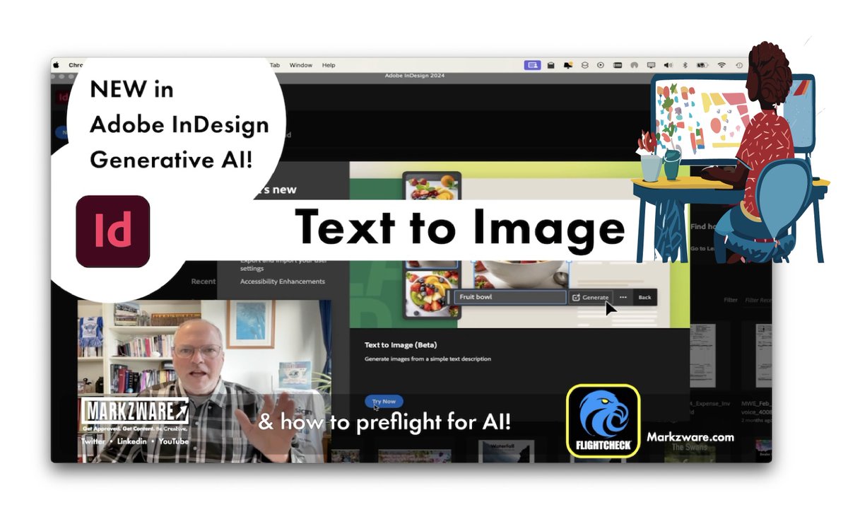 Generative AI now in Adobe InDesign @InDesign 2024! “Text to Image”

🎥Check it out:
youtube.com/watch?v=CgoKvm…

--- #generativeAI #TexttoImage #InDesign

P.S. FlightCheck can warn you of #aIArtwork‼️
markzware.com/products/fligh…