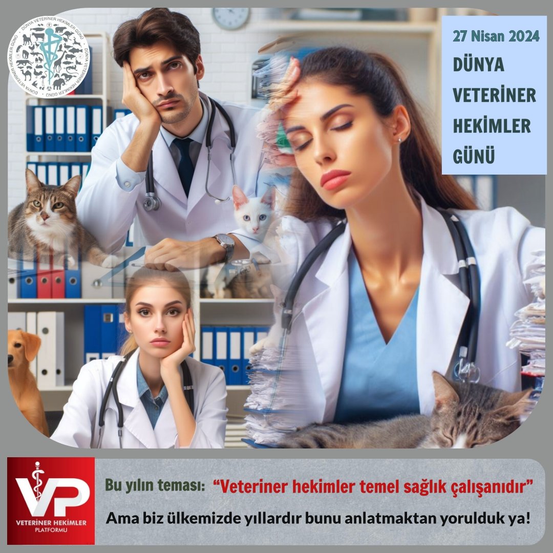 Dünya Veteriner Hekimler Günü'nün bu yıl ki teması;

 "Veteriner Hekimler Temel Sağlık Çalışanıdır"

Ancak, ülkemizdeki durum bundan çok çok farklıdır. ⤵️