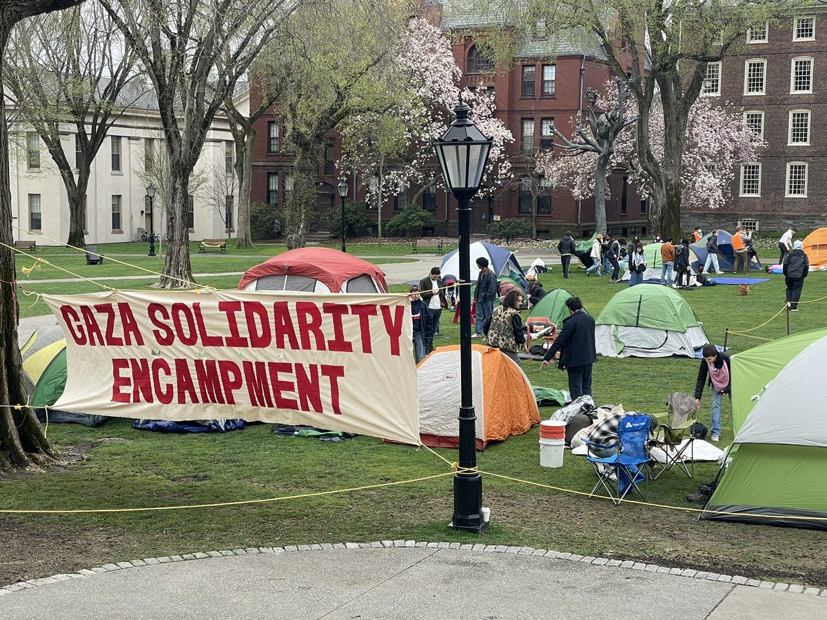 BROWN STUDENTS HAVE BEGUN A GAZA SOLIDARITY ENCAMPMENT. Join the movement spreading across college campuses calling for university divestment from the genocide in Gaza. All eyes on Palestine. 🇵🇸