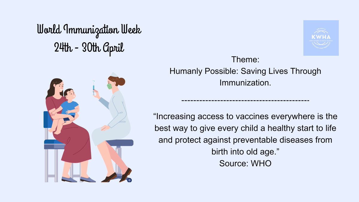 Vaccines protect us against various diseases. This #WorldImmunizationWeek, let us continue to champion for increased access to vaccines for all. #HumanlyPossible #ImmunizationForAll