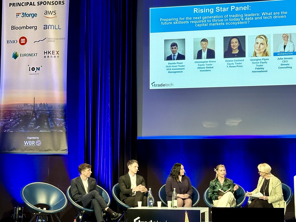 .@TradeTech wouldn’t be complete without a discussion about preparing the next generation of leaders; looking at the skill sets required to thrive in today’s data & tech driven capital markets ecosystem. Moderated by our CEO @streets_julia w @AXAIM @Allianz @TRowePrice @Fidelity