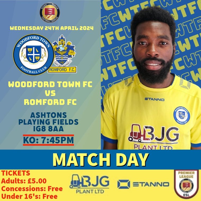 MATCH DAY IS HERE : Woodford Town v Romford Ashton Playing Fields, IG8 8AA Come along and cheer us on this evening as 2nd meets 3rd in the race for second place. KO 7:45pm * Adults £5 | Con Free | U16’s Free * Bar open from 6pm woodfordtownfc.com/news/woodford-…