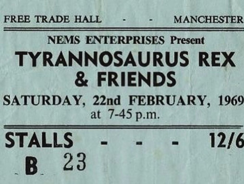 Ticket Free Trade Hall 22nd February 1969 Instagram photo by Marc Bolan Boppin' Elf: Added 4th September 2017 by Ian Tatlock #ManchesterVenues #freetradehall