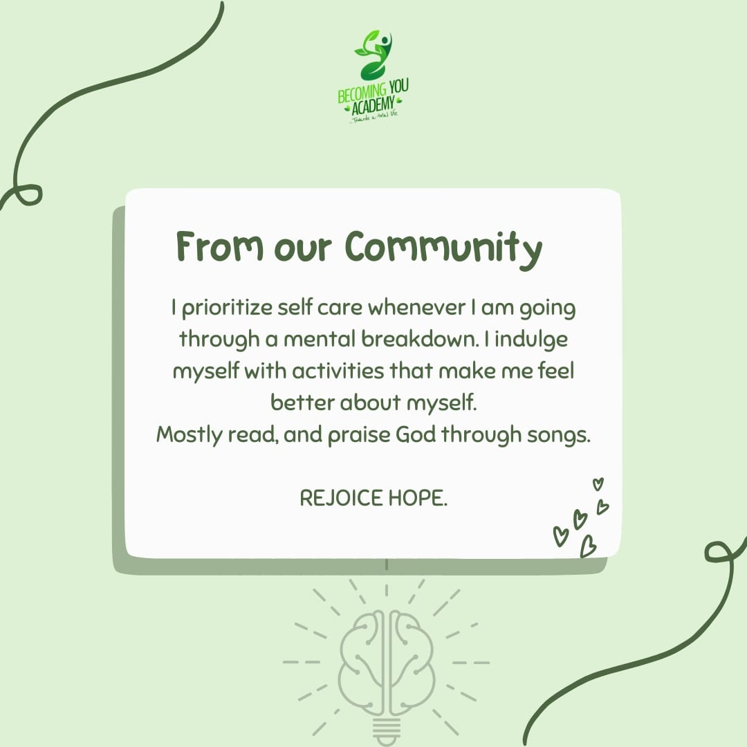 becomingyou_aca's tweet image. Today, we give you a tip straight from one of our community members.

This is a sure tip that has worked for her, and we are happy to share it with you. 

Thank you @HopeRejoice1

... Towards a total life 🌱

#you #community #apriltips #tips #becomingyouacademy #towardsatotallife