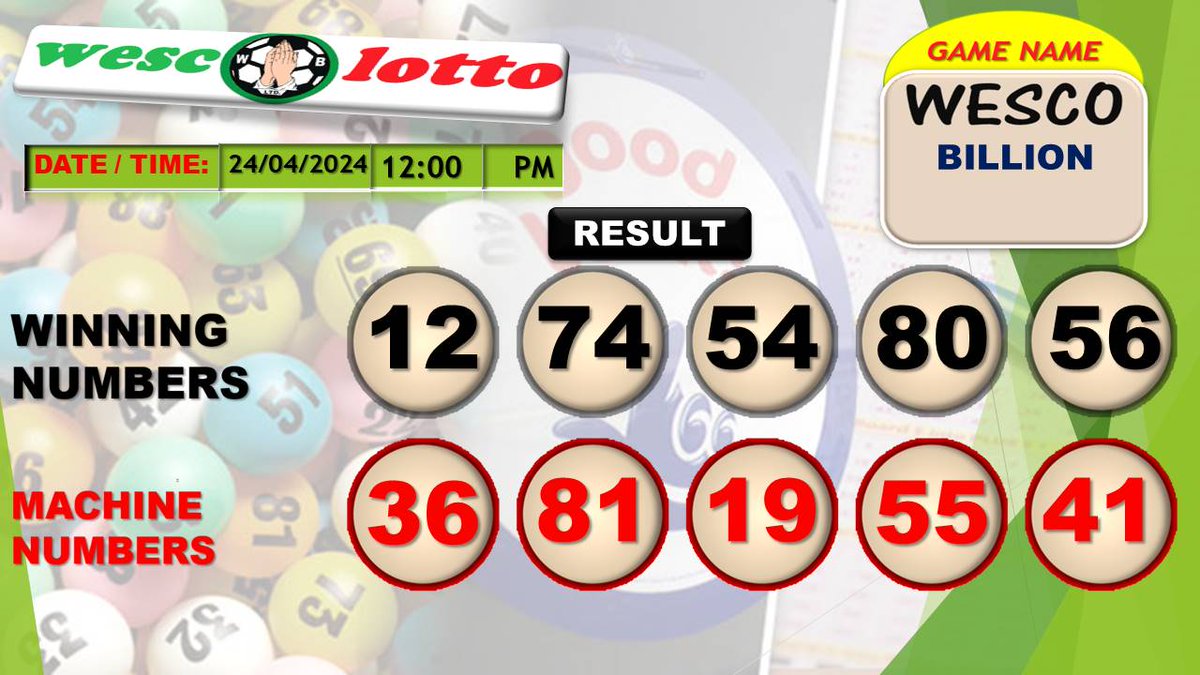 Congratulation to all our winners!
Wesco Billion
#wesco #results #wescolotto #keepplaying #keepwinning #keepsharing