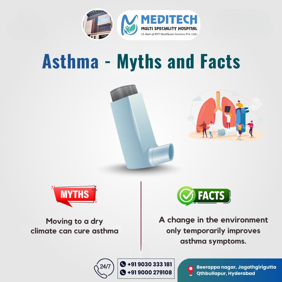 Discover the truth about Asthma!

Don't fall for the myths surrounding asthma. Get the facts straight and learn how to manage this condition effectively.

📞 +91 9030 333 181 / +91 9000 279108

#AsthmaAwareness #MythsVsFacts #RespiratoryHealth #MedicalFacts #HealthyLiving