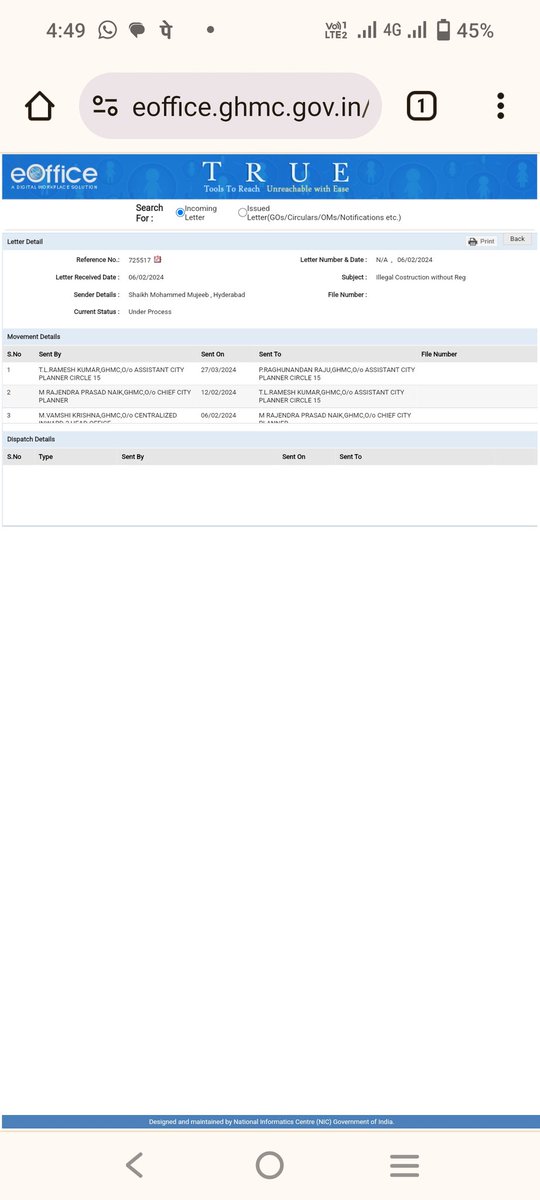 @CommissionrGHMC 
SIR, request your kind attn & necc action illegal construction reported since 2019 with 32 complaints so far your corrupt officials however are safeguarding this property & person by colluding no action from ZC,DC,CCP,ACPL Musheerabad, any GHMC ETHICS Please???