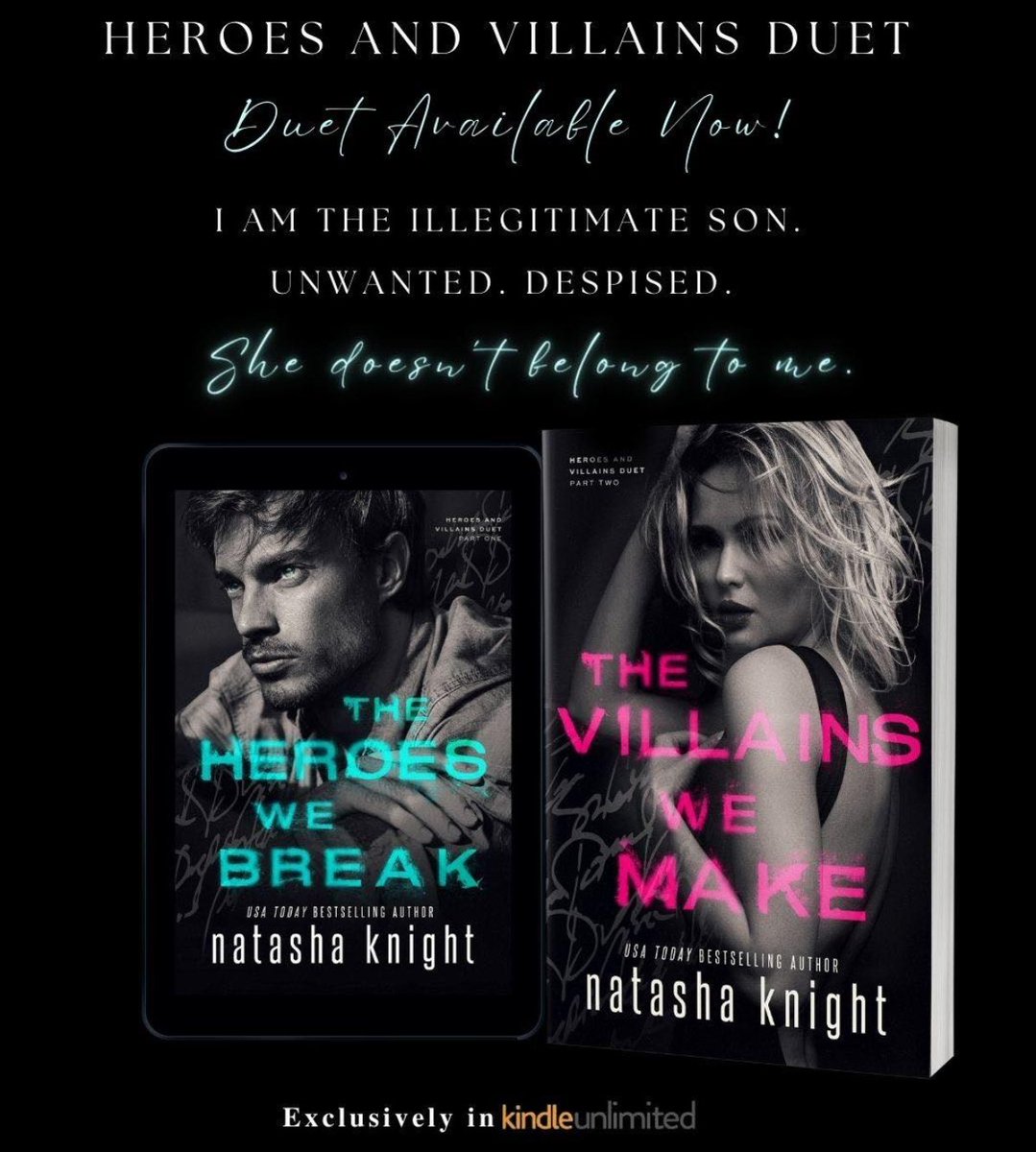 The Heroes and Villains Duet is COMPLETE! 
The Villains We Make by Natasha Knight is LIVE
Available Exclusively in KINDLE UNLIMITED!
Amazon: bit.ly/3U7SZhM
Start the DUET TODAY!
Amazon: bit.ly/3UEYAhA
<a href="/CandiKanePR/">Candi Kane PR</a>