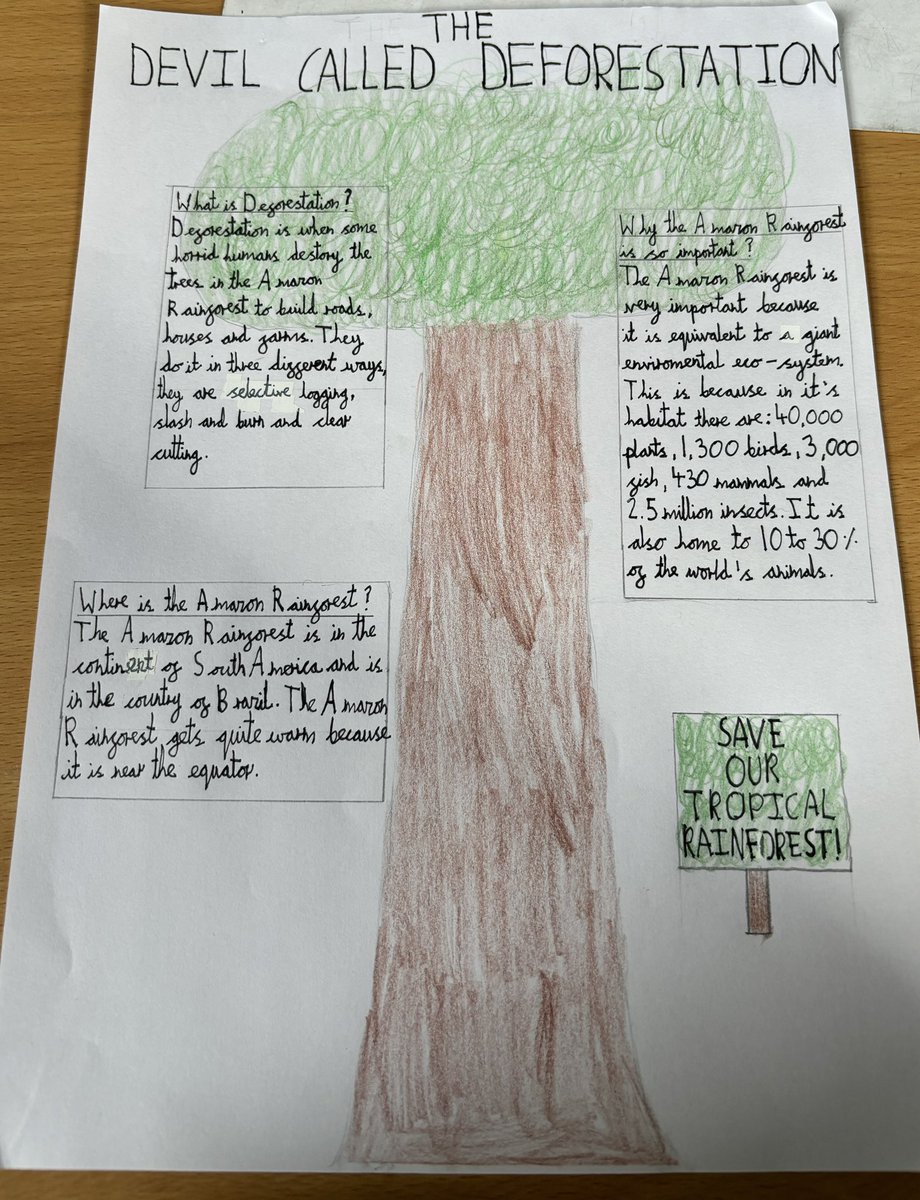 5MN have been learning about the Amazon rainforest in geography this term. 

We’ve looked at the layers of a rainforest as well as the topic of deforestation. 

Here are some of the completed projects - they look amazing 🌳🌧️

#geography #Year5 #AmazonRainforest