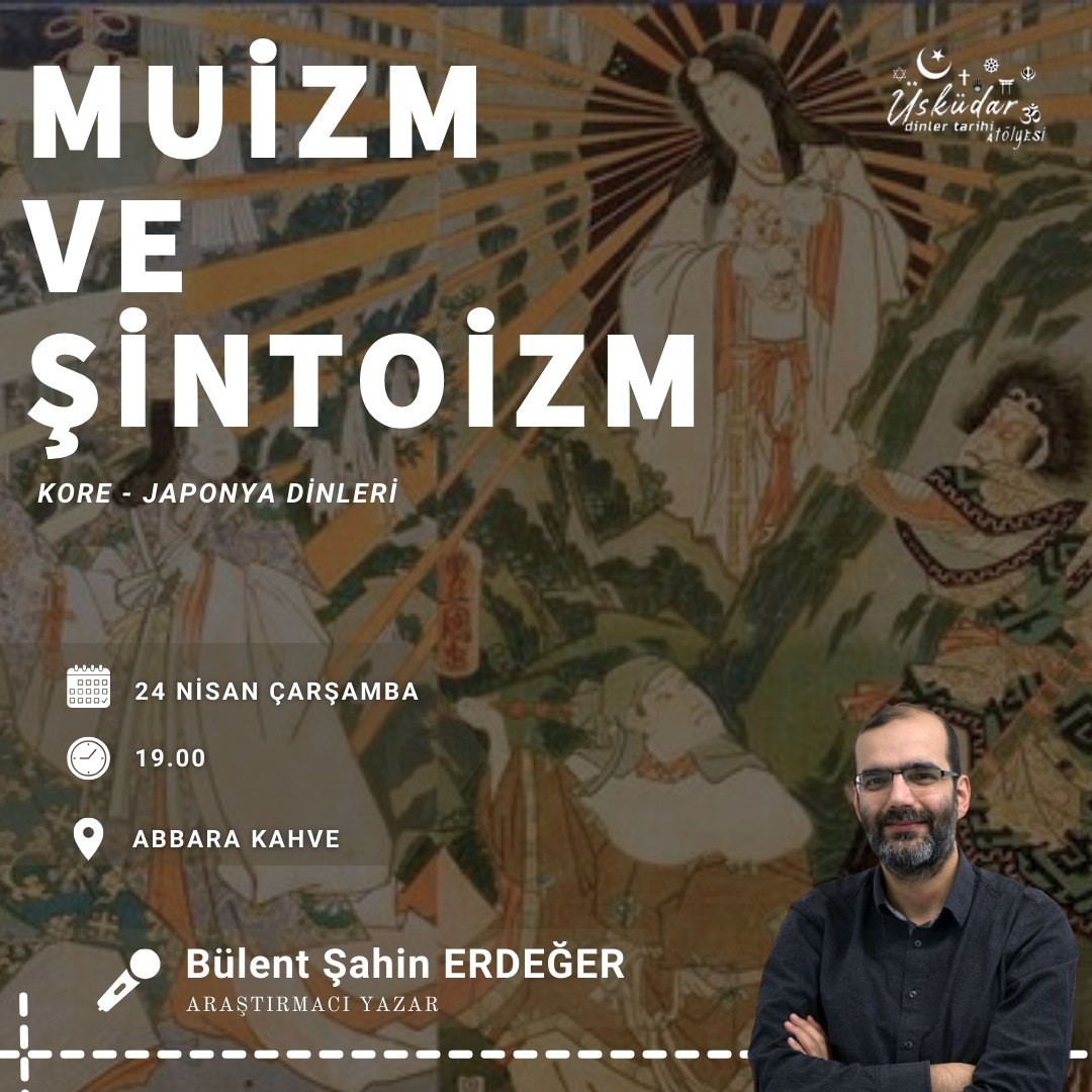 .@uskudardusunce Dinler Tarihi Atölyemiz devam ediyor. Konumuz: 🇯🇵 Japonya'da Şinto 🇰🇷 Kore'de Mui inançları Bu akşam Saat 19:00'da @AbbaraKahve Mehmet Akif Ersoy Salonundayız. Bekleriz 😉