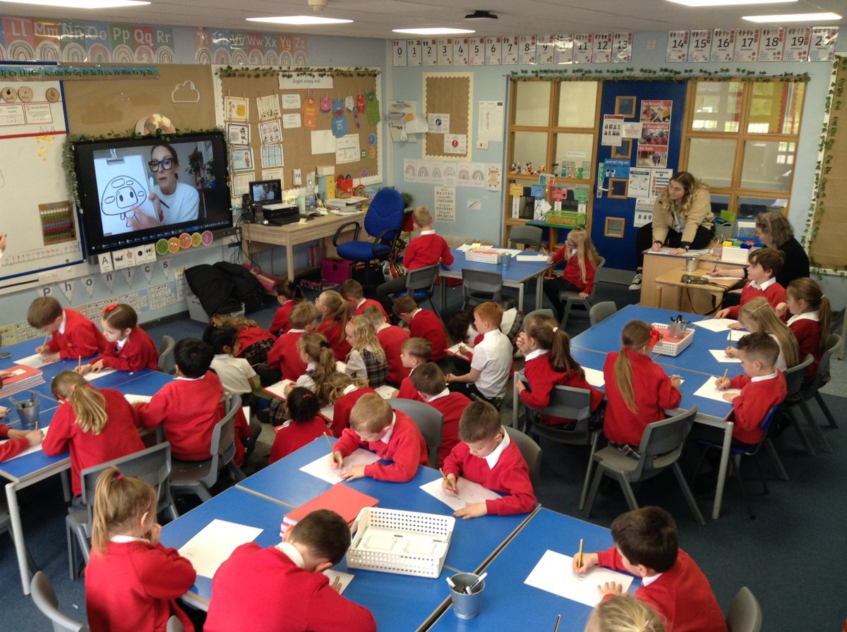 Y1CRA's tweet photo. This morning, the Y1 children took part in a live Zoom call with the author, Sophy Henn. They thoroughly enjoyed the draw along copying the characters from her fabulous new book, Happy Hills. #sophyhenn #happyhills 🍄🍄🍄🍄 https://t.co/ViG9u1iVUo