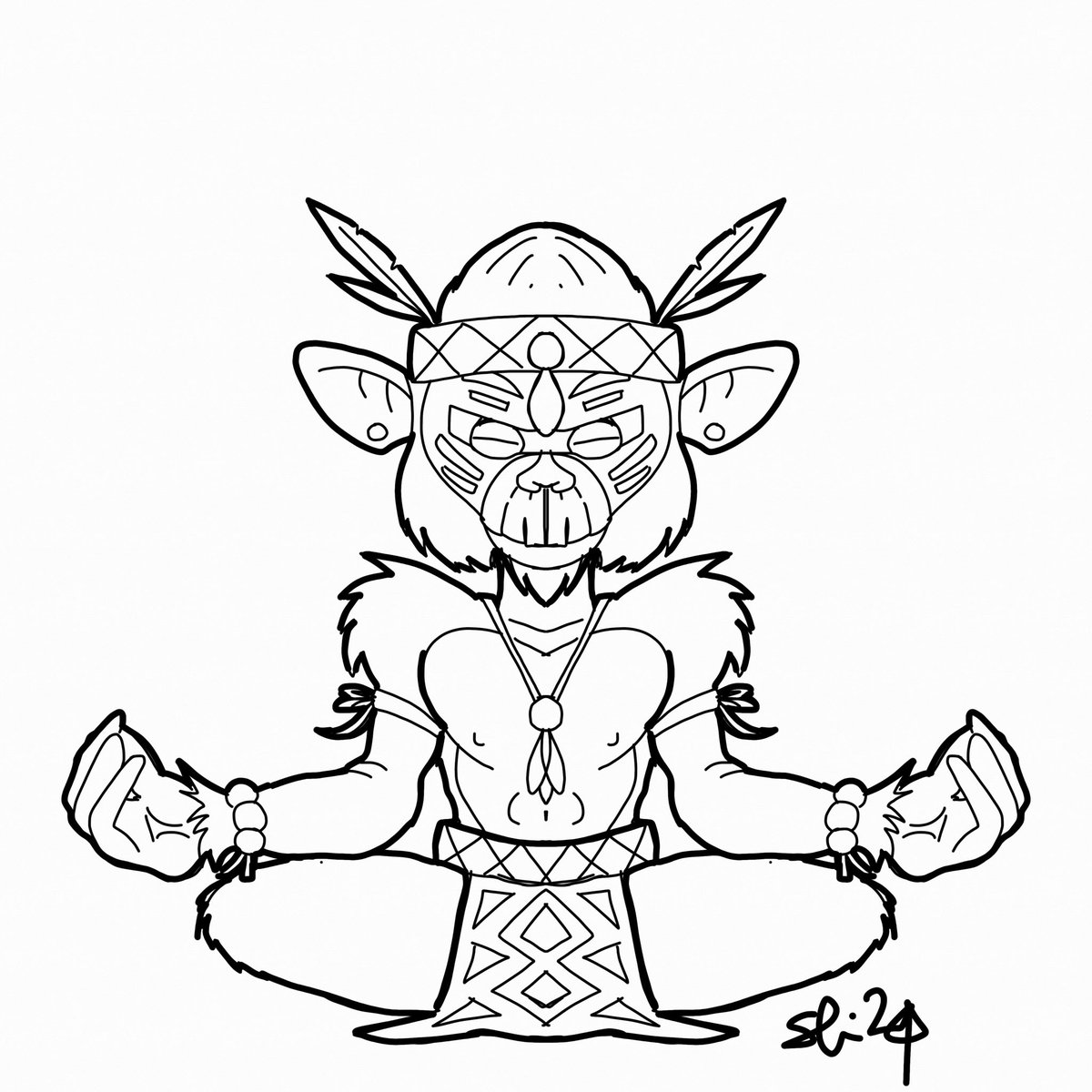 #aperil #myart #oc #ape #chimp #shaman #meditation #madeinsketchesipad #made_in_sketches @tayasui_company #dailydoodle