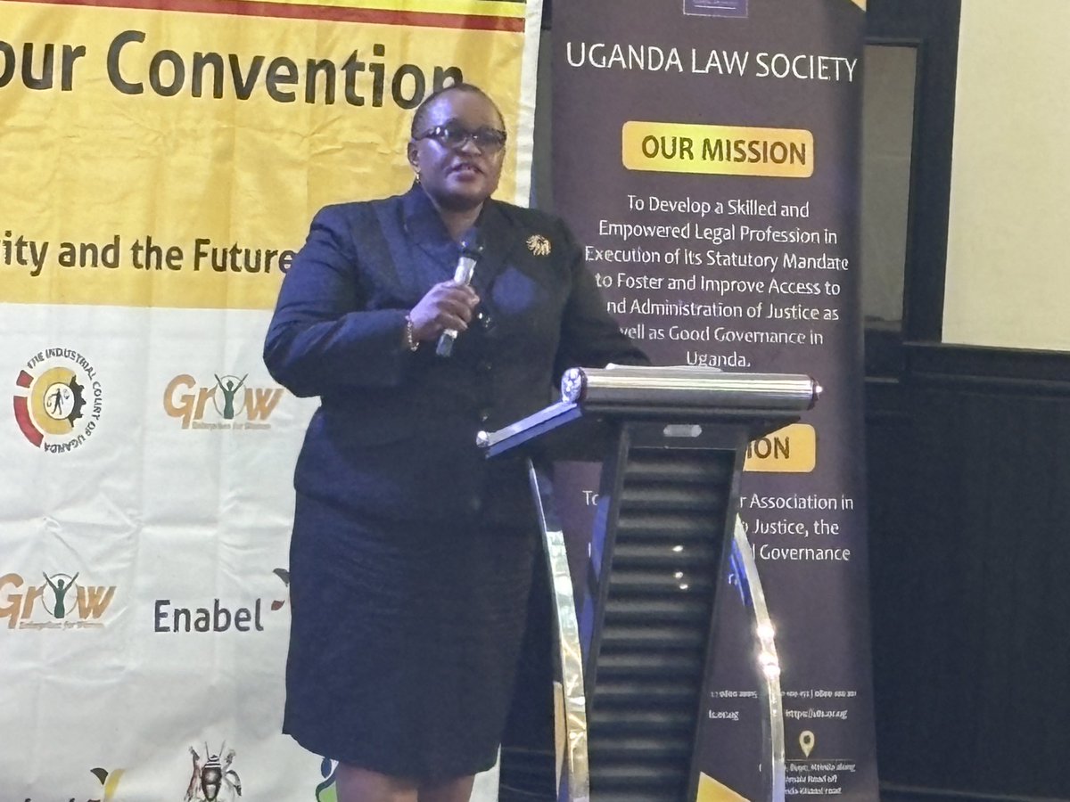 Lady justice Tumusiime speaking at the 2nd National Labour Convention and Expo taking place at Mestil hotel in Kampala
