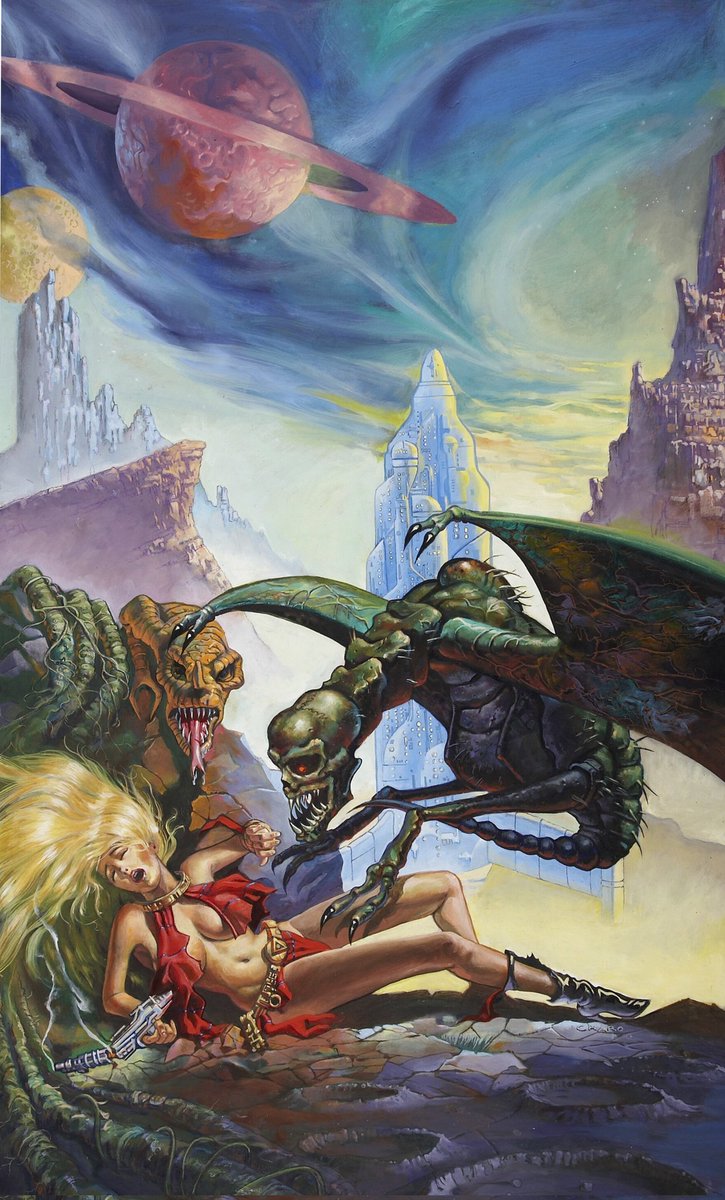 CyberpunkSF's tweet image. Movie poster illustration by CHARO (20h Century) for "Galaxy of Terror" (1981)