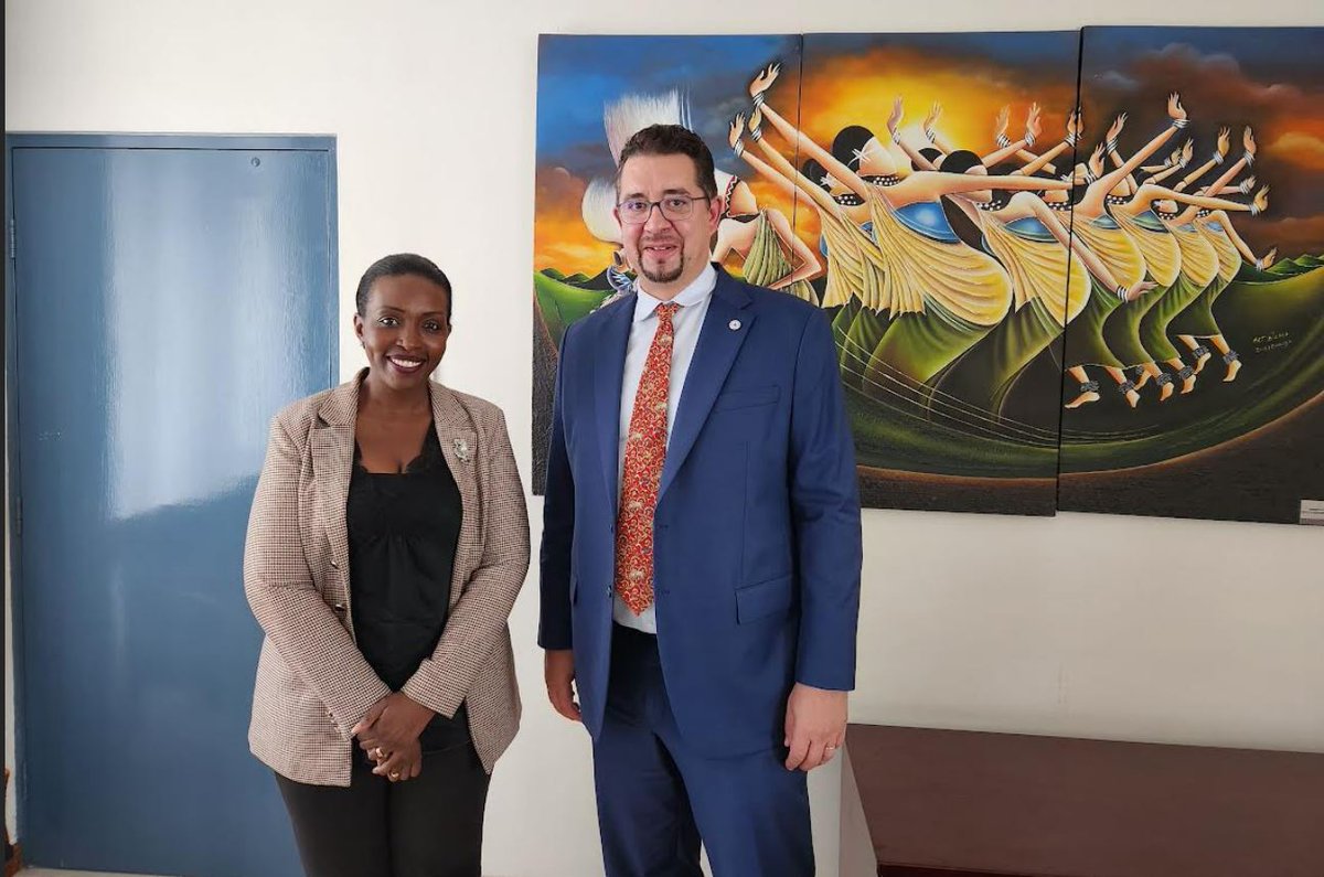 Stanislas Kalina, Deputy Head of @ICRC_rw paid a courtesy visit to @ngratia, DG for Europe, Americas & Int'l Organizations @RwandaMFA. They discussed humanitarian matters of mutual interest in #Rwanda and in the region and exchanged on ongoing partnerships between🇷🇼& @ICRC.