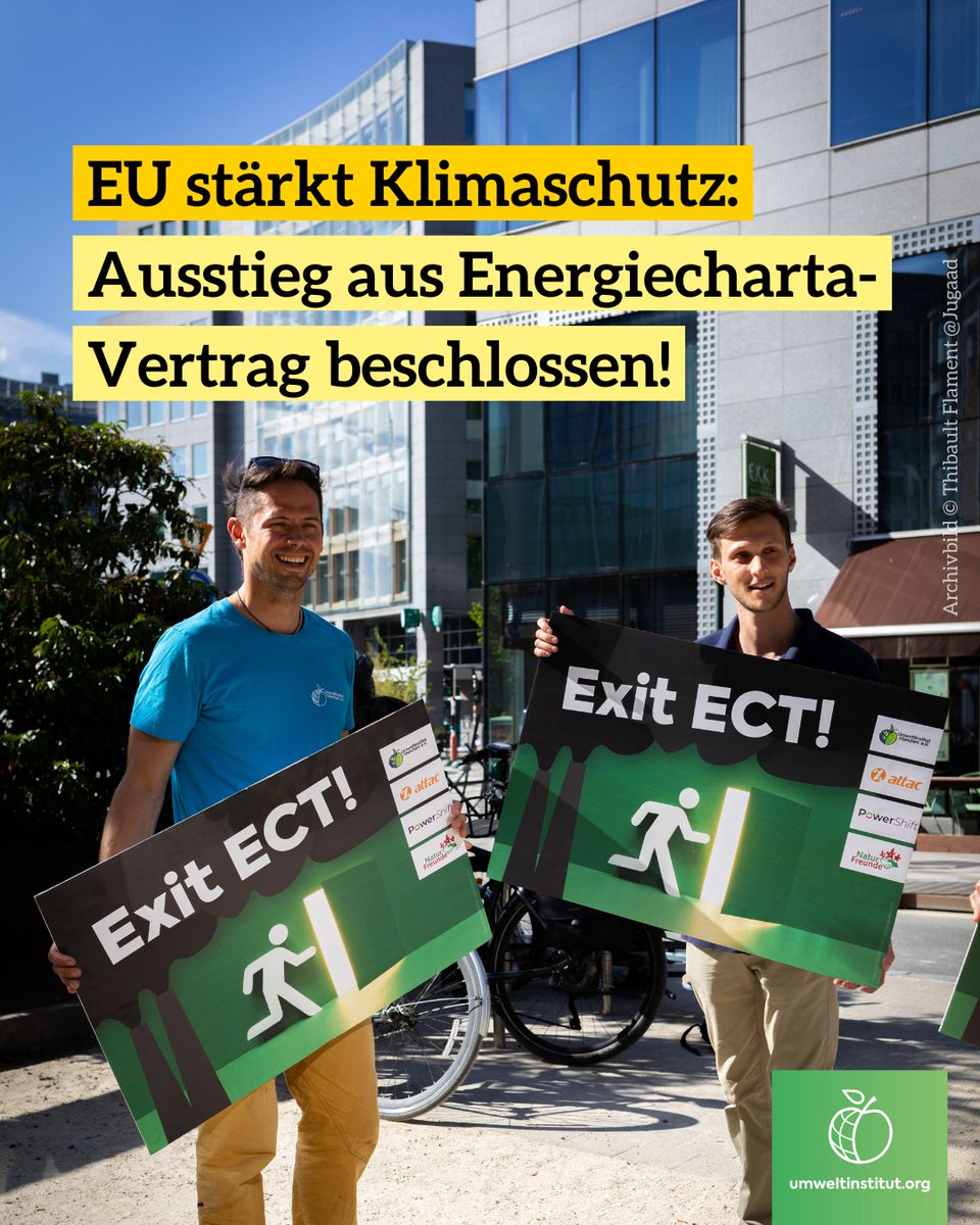 🎉 #EU-Parlament stimmt für #Energiecharta-Ausstieg! 🎉

Mit überwältigender Mehrheit stimmten die Abgeordneten für den Ausstieg aus dem klimaschädlichen #ECT-Vertrag [560 (+) 43 (-)]. Ein großer Erfolg für #Energiewende, #Demokratie und gegen  Sonderklagerechte!