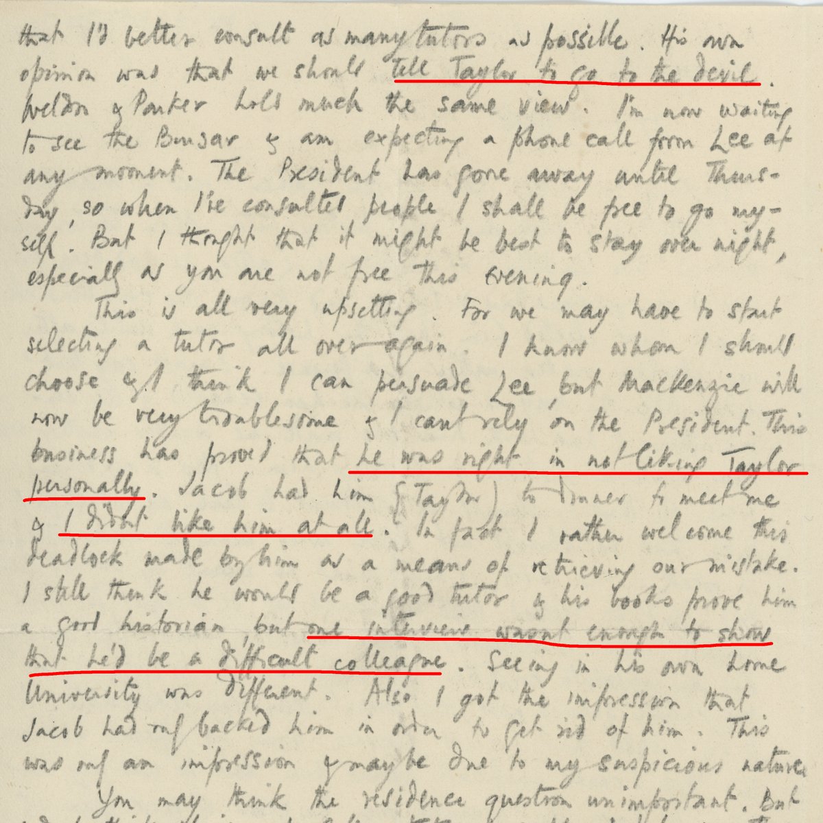 In his autobiography, A Personal History, Taylor is critical of McFarlane's approach to being a Historian. And in letters to friend Helena Wright, McFarlane gives his first impressions of Taylor. The letters and book are currently on display in the Longwall Library. 2/2