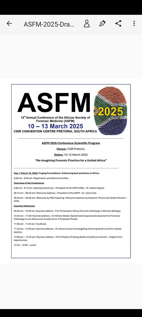 African Society of Forensic Medicine 2025 conference
#forensicpath 
#AfricanForensicPathology