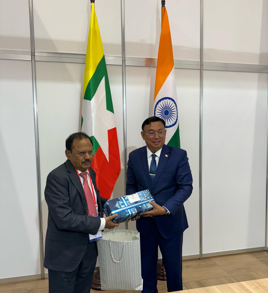 On the sidelines of the XII International Meeting of High Ranking Officials Responsible for Security Matters in St Petersburg, NSA Shri Ajit Doval had a bilateral meeting with his Myanmar counterpart Admiral Moe Aung and talked about the current situation in Myanmar and