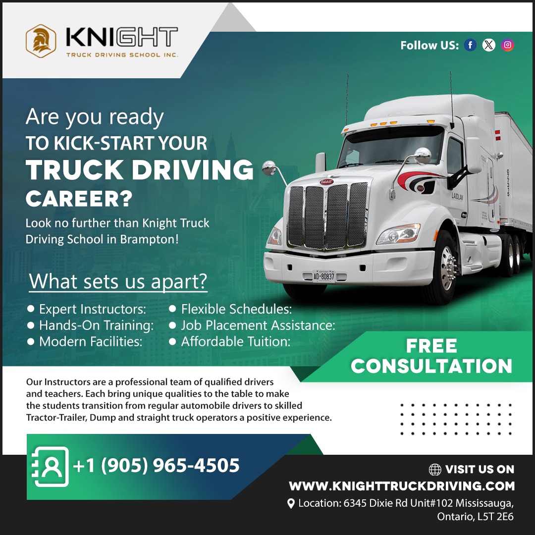 🚚Are You Ready to Kick-Start Your Truck Driving Career?🚚
.
Learn To Drive? Call Us: (905) 965-4505
🌐 Website: knighttruckdriving.com
.
#knighttruckdriving #heavyvehicles #drive #trucking #truckdrivingschool #drivinglessons #driver #truckdriver #professionaldriver