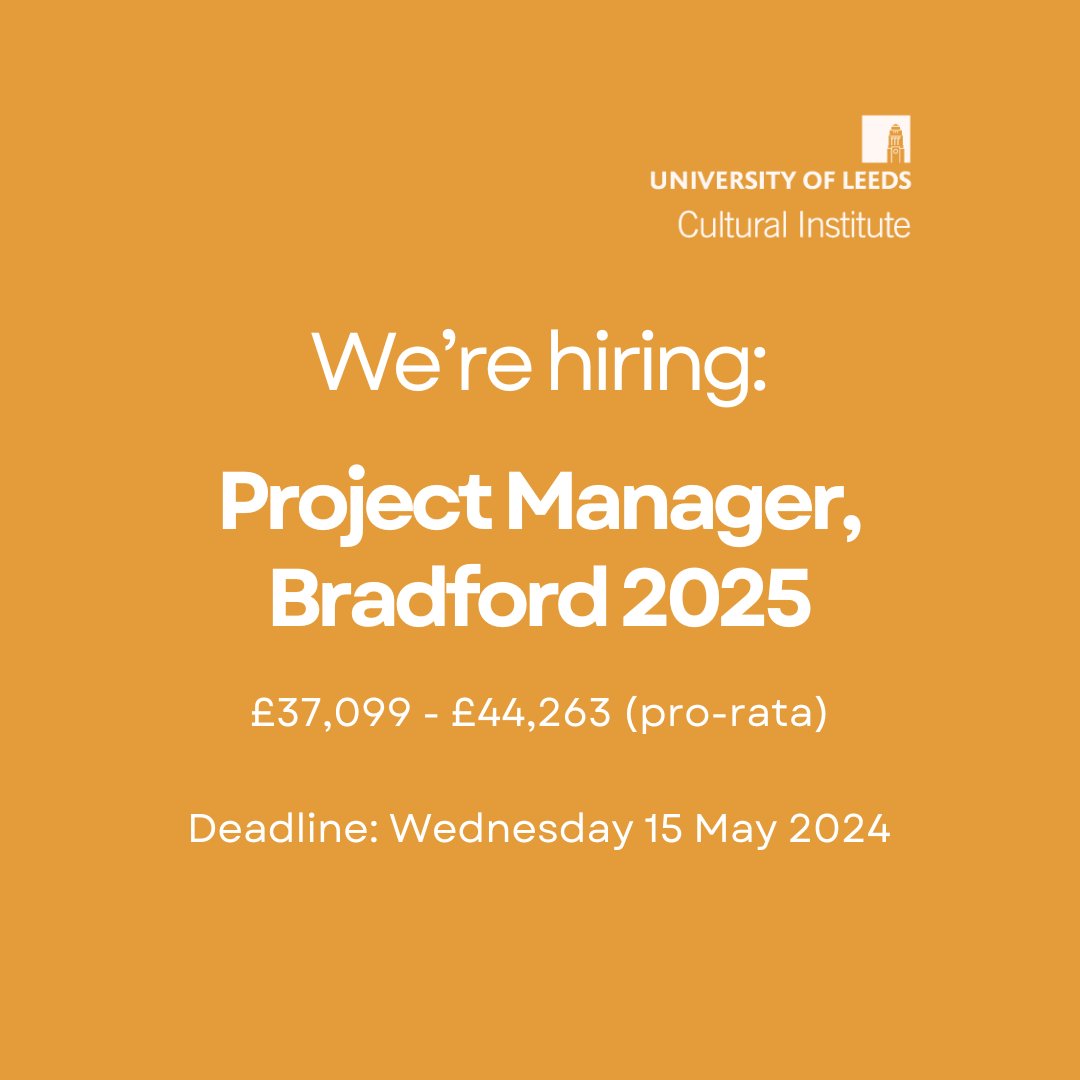 NEW JOB ALERT! We're looking for a project manager passionate about the arts, research and building relationships. The role is based at the Cultural Institute, working closely with our partners in Bradford @bdproducinghub @bradford2025 @UniofBradford tinyurl.com/axvxd2b5