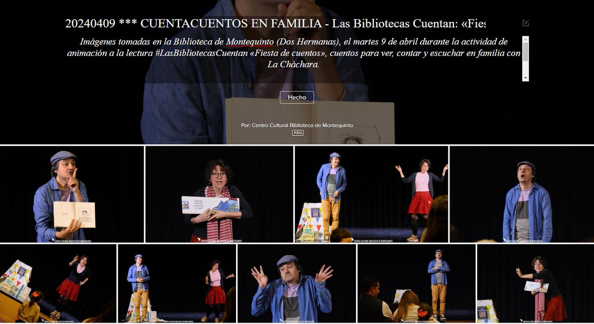 📸 Hemos completado al álbum fotográfico de la actividad #LasBibliotecasCuentan «Fiesta de cuentos», cuentos para ver, contar y escuchar en familia con <a href="/CuentaChachara/">La cháchara</a> en #BibliotecaMontequinto #DosHermanas, TU punto de encuentro, TU biblioteca.
➡️ Álbum: flickr.com/photos/centroc…
