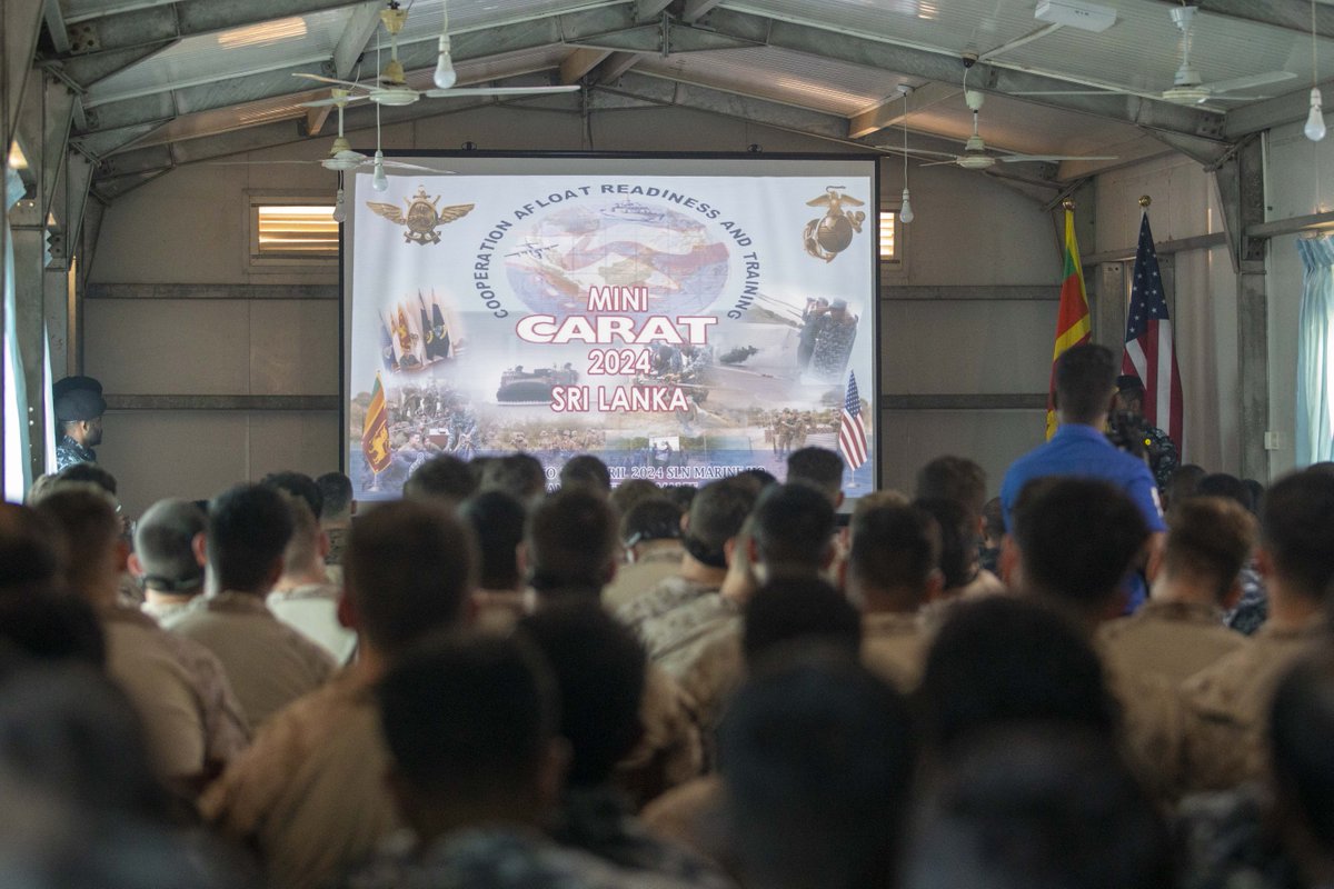 The U.S. Marine Corps, U.S. Navy and Sri Lanka Navy (SLN) began exercise Cooperation Afloat Readiness and Training (CARAT) Sri Lanka 2024 with the SLN in Trincomalee, Sri Lanka, April 22, 2024. 
#AlliesandPartners | #InternationalByDesign

Read more:
https://t.co/655l6xdCuT https://t.co/RB61ZIKhk8