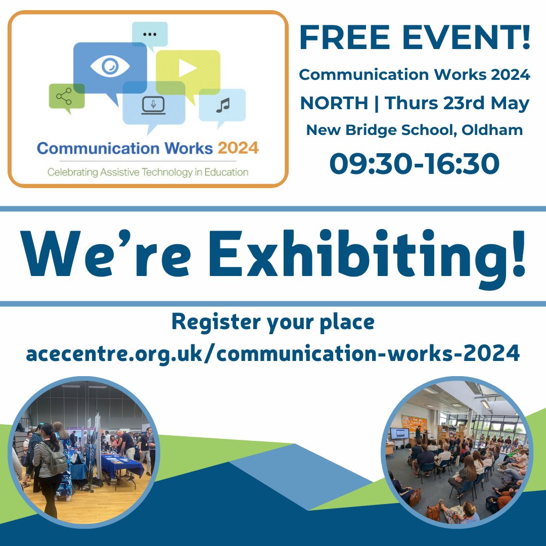 We are excited to be attending Communication Works in Oldham next month! If you are attending the event, come say hi and check out what's new! 🙂 If you haven't registered your place yet visit acecentre.org.uk/communication-… #CW2024 #GetSeen @AceCentre