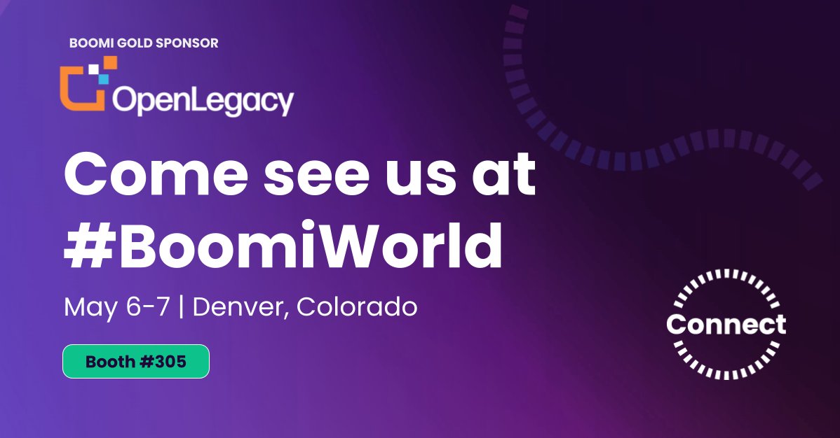 openlegacy's tweet image. We're excited to be a Gold Sponsor and hosting booth 305 at Boomi World 2024 - the premier event for intelligent integration and automation!
We’d love for you to stop by and connect with us! bit.ly/3WdFDTY
#boomiworld #LegacySystemIntegration.