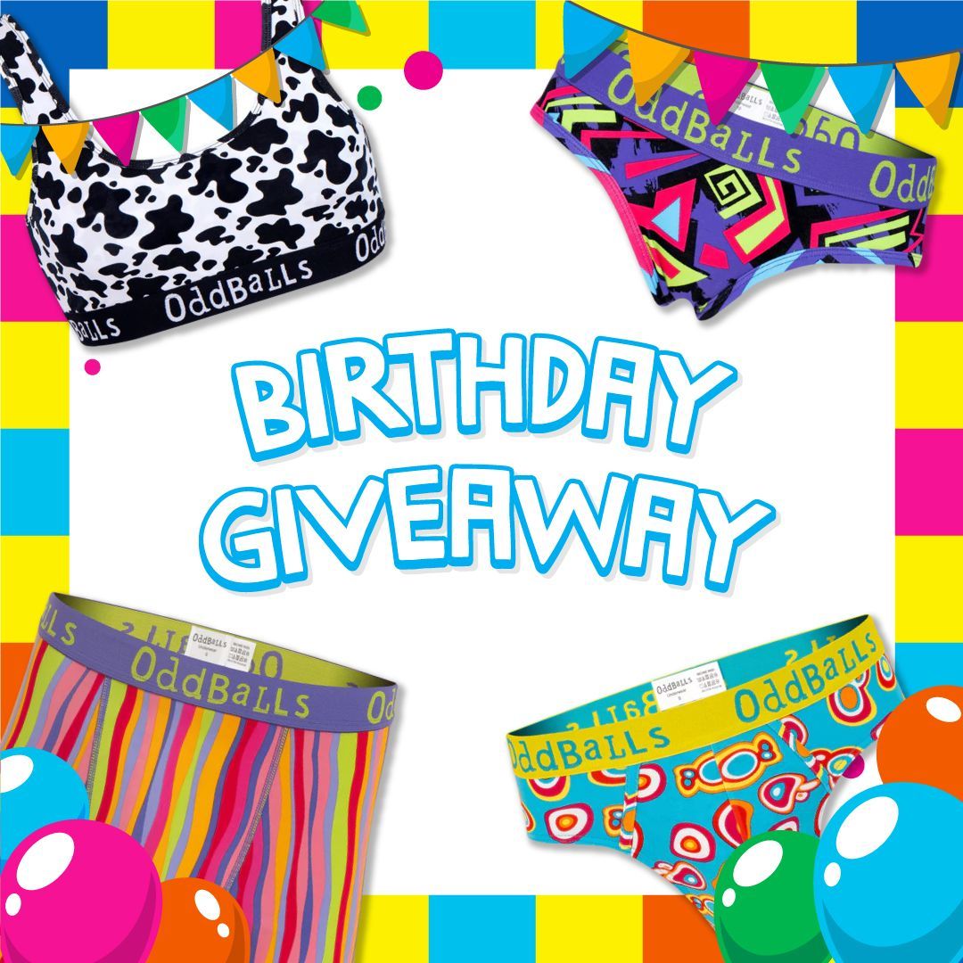 🎉 BIRTHDAY GIVEAWAY! 🎉 To KICK OFF our 10th birthday celebrations, we're giving away 10 underwear bundles to our AMAZING OddBalls family! 🎂🥳 To enter, all you need to do is LIKE & RETWEET this tweet! ✅