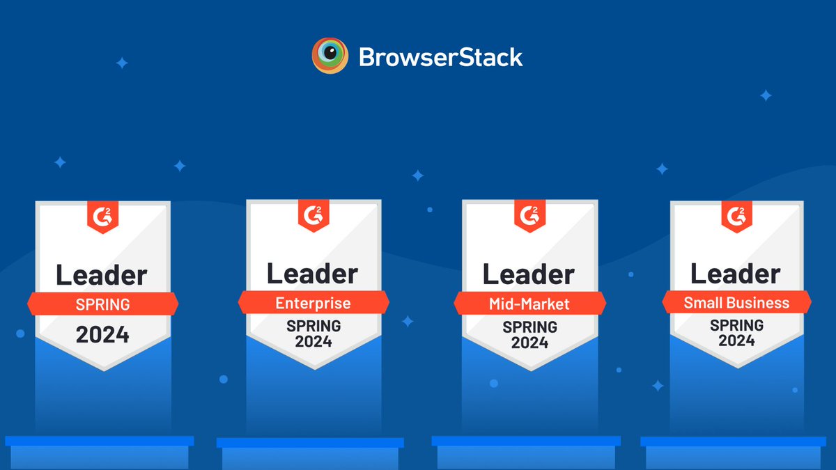 browserstack's tweet image. 🏆 BrowserStack is shining in the latest G2 Spring report!
We've earned 142 badges and topped the charts in #SoftwareTesting, #AutomationTesting, #MobileAppTesting, #TestManagement, #ContinuousTesting, and #DigitalAccessibility.
➡️ Learn more: bit.ly/4d5iWY5
