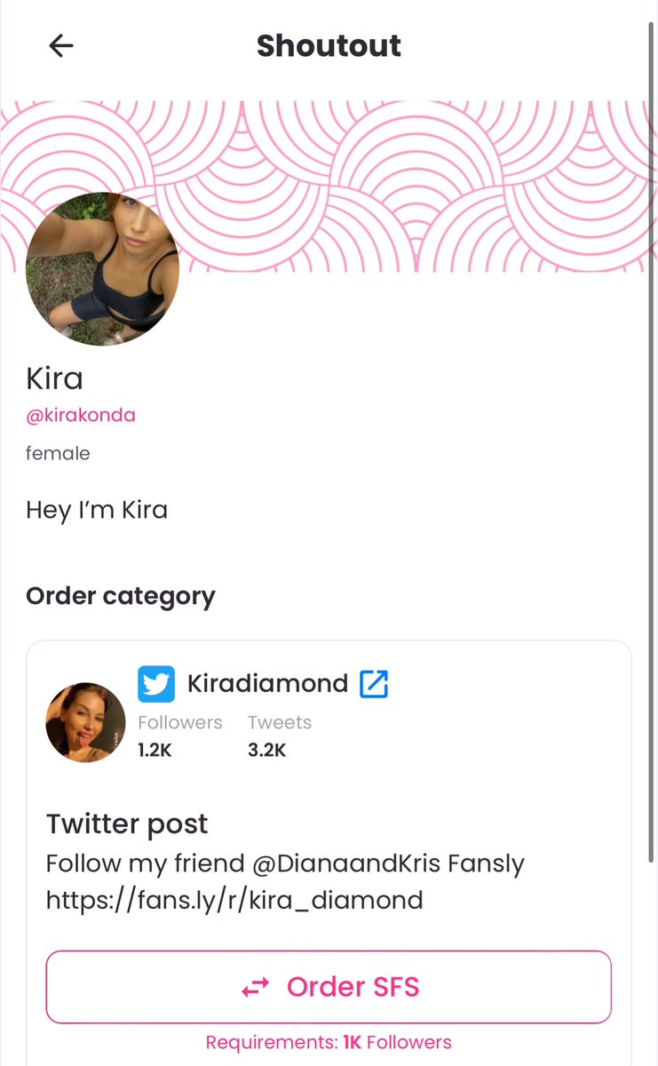 Beautiful <a href="/DianaandKris/">Kiradiamond</a> available for SFS on Twitter! 🌟🙌🏼🩷

Check this link 👉🏼 fanscity.com/shoutout/sfs/k…